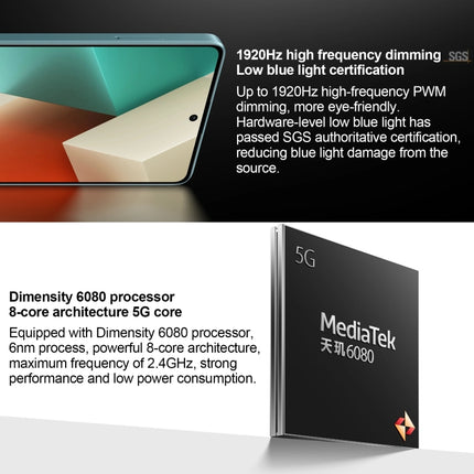 Xiaomi Redmi Note 13 5G,  6.67 inch MIUI 14 Mediatek Dimensity 6080 Octa Core up to 2.4GHz, Network: 5G, 6GB+128GB, 8GB+128GB, 8GB+256GB, 12GB+256GB