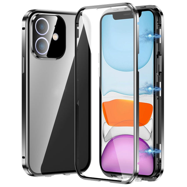 Magnetic Double-buckle HD Tempered Glass Phone Case, For iPhone 11 Pro Max, For iPhone 11, For iPhone 11 Pro