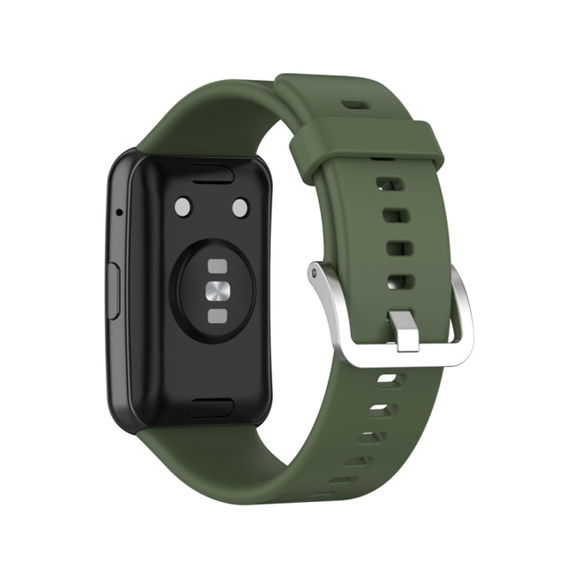 Silicone Silver Steel Buckle Watch Band, For Huawei Watch Fit Special Edition