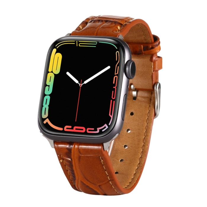 Crocodile Texture Leather Wrist Strap, For Apple Watch Series 7 45mm / 6 & SE & 5 & 4 44mm / 3 & 2 & 1 42mm, For Apple Watch Ultra 49mm / Series 8&7 45mm / SE 2&6&SE&5&4 44mm / 3&2&1 42mm, For Apple Watch Series 8&7 41mm / SE 2&6&SE&5&4 40mm / 3&2&1 38...