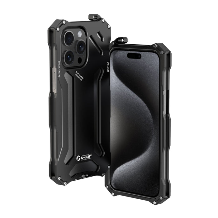 R-JUST RJ17 Stoßfeste Panzermetall-Telefonhülle, Für iPhone 15 Pro Max, Für iPhone 15 Pro, Für iPhone 15 Plus, Für iPhone 15