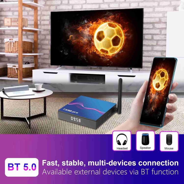 TX98 Pro 4K Ultra HD Android 14.0 Smart TV Box with Remote Control, Allwinner H618 Quad-Core, 2GB+16GB, 4GB+32GB, 4GB+64GB