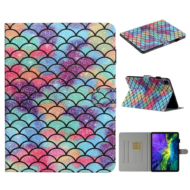 Horizontale Klapphülle aus PU-Leder mit farbigem Zeichenmuster, Halterung und Kartensteckplatz sowie Schlaf-/Weckfunktion, für iPad Pro 10.2 2021/2020/2019/10.5 (2019), für iPad Pro 11 Zoll (2020), für iPad 9.7 (2017/2018) und Air 2 und Air