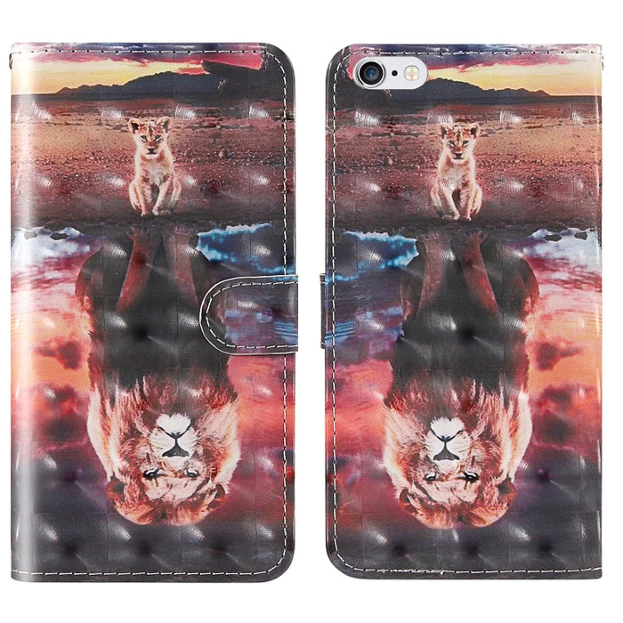 3D Painting Colored Drawing Pattern Horizontal Flip TPU + PU Leather Case with Holder & Card Slots & Wallet & Lanyard, For iPhone 6 / 6s, For iPhone 6 Plus / 6s Plus, For iPhone 7 / 8