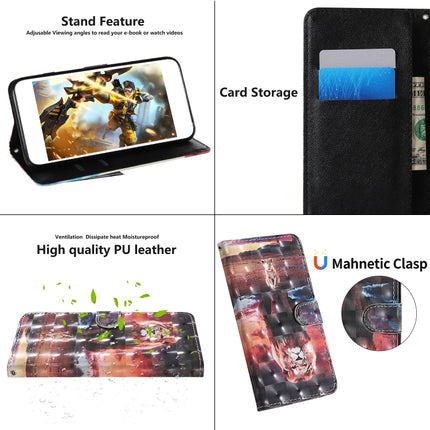 3D Painting Colored Drawing Pattern Horizontal Flip TPU + PU Leather Case with Holder & Card Slots & Wallet & Lanyard
