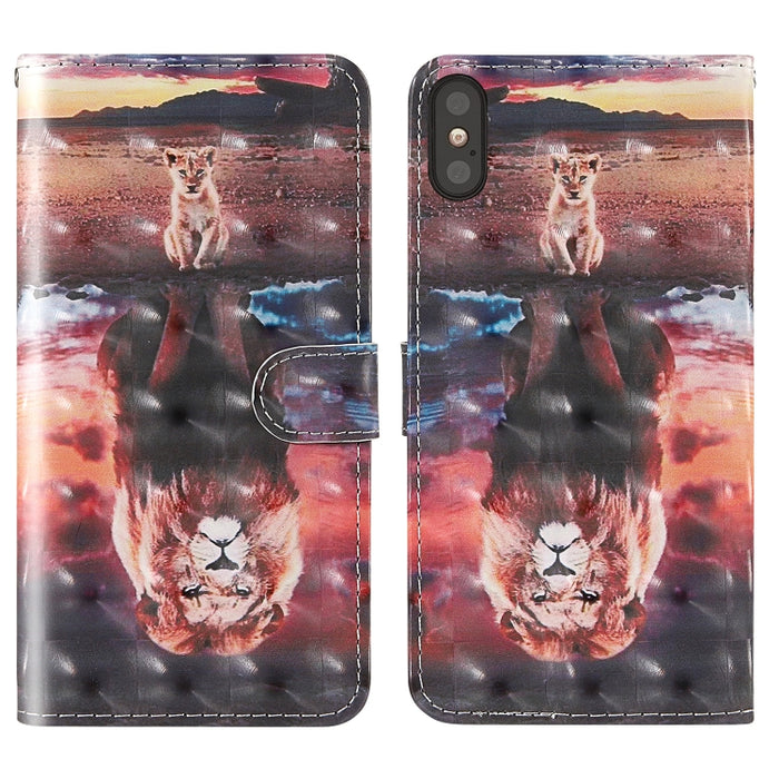 3D Painting Colored Drawing Pattern Horizontal Flip TPU + PU Leather Case with Holder & Card Slots & Wallet & Lanyard, For iPhone XS Max