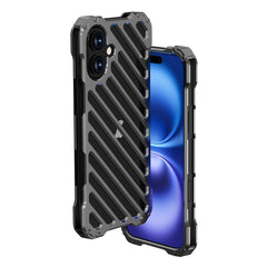 R-JUST RJ-50 Hollow Breathable Armor Metal Phone Case, For iPhone 16 Pro Max, For iPhone 16 Pro, For iPhone 16 Plus, For iPhone 16, For iPhone 15 Pro Max, For iPhone 15 Pro, For iPhone 15 Plus, For iPhone 15