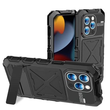 R-JUST Metal + Silicone + Tempered Glass Life Waterproof Phone Case with Holder, For iPhone Air, For iPhone 15 Pro Max, For iPhone 15 Pro, For iPhone 15 Plus, For iPhone 15