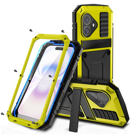 R-JUST Metal + Silicone + Tempered Glass Life Waterproof Phone Case with Holder, For iPhone 18, For iPhone 18 Pro, For iPhone 18 Pro Max, For iPhone 17 Pro Max, For iPhone 17 Pro, For iPhone 17