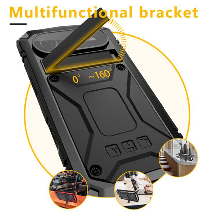R-JUST Metal + Silicone + Tempered Glass Life Waterproof Phone Case with Holder, For iPhone Air, For iPhone 15 Pro Max, For iPhone 15 Pro, For iPhone 15 Plus, For iPhone 15