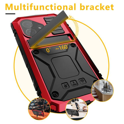 R-JUST Metal + Silicone + Tempered Glass Life Waterproof Phone Case with Holder, For iPhone 18, For iPhone 18 Pro, For iPhone 18 Pro Max, For iPhone 17 Pro Max, For iPhone 17 Pro, For iPhone 17