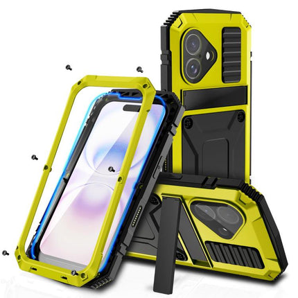 R-JUST Metal + Silicone + Tempered Glass Life Waterproof Phone Case with Holder, For iPhone 18, For iPhone 18 Pro, For iPhone 18 Pro Max, For iPhone 17 Pro Max, For iPhone 17 Pro, For iPhone 17