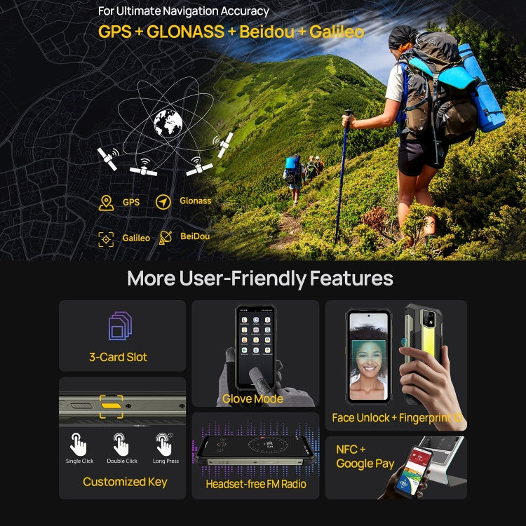 Ulefone Armor 24, Robustes Telefon, Fingerabdruck seitlich, 22000 mAh, 6,78 Zoll Android 13 MediaTek Helio G96 Octa Core, Netzwerk: 4G, NFC, Armor 24