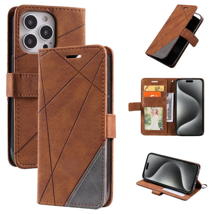 Skin Feel Splicing Leather Phone Case, For iPhone 16 Pro, For iPhone 16 Plus, For iPhone 16, For iPhone 15 Pro Max