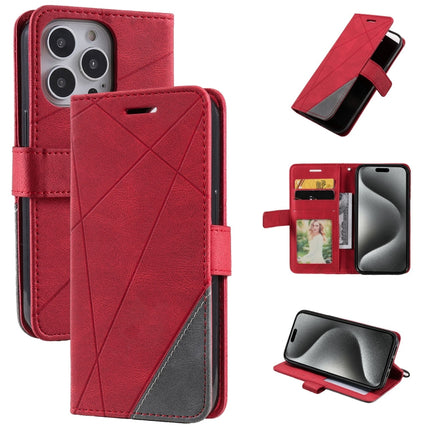 Skin Feel Splicing Leather Phone Case, For iPhone 15 Pro, For iPhone 15 Plus, For iPhone 15