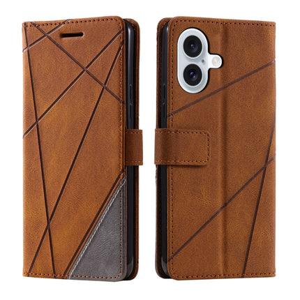 Skin Feel Splicing Leather Phone Case, For iPhone 16 Pro, For iPhone 16 Plus, For iPhone 16, For iPhone 15 Pro Max