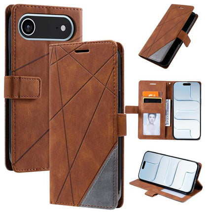 Skin Feel Splicing Leather Phone Case, For iPhone 17 Pro, For iPhone 17, For iPhone Air, For iPhone 16 Pro Max