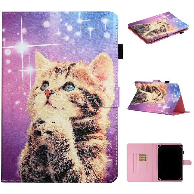 Colored Drawing Pattern Horizontal Flip PU Leather Case with Holder & Card Slot, For 10 inch Universal Tablet PC