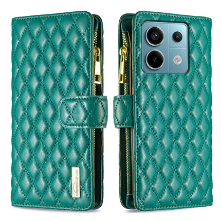 Diamond Lattice Zipper Wallet Leather Flip Phone Case, For Xiaomi Redmi Note 13, For Xiaomi Redmi Note 13 Pro+ 5G, For Xiaomi Redmi Note 13 Pro 5G