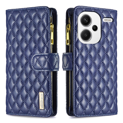 Diamond Lattice Zipper Wallet Leather Flip Phone Case, For Xiaomi Redmi Note 13, For Xiaomi Redmi Note 13 Pro+ 5G, For Xiaomi Redmi Note 13 Pro 5G