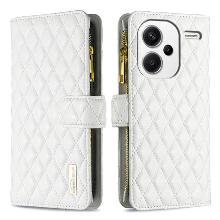 Diamond Lattice Zipper Wallet Leather Flip Phone Case, For Xiaomi Redmi Note 13, For Xiaomi Redmi Note 13 Pro+ 5G, For Xiaomi Redmi Note 13 Pro 5G