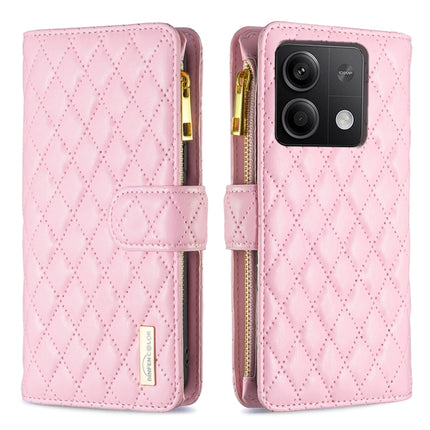 Diamond Lattice Zipper Wallet Leather Flip Phone Case, For Xiaomi Redmi Note 13, For Xiaomi Redmi Note 13 Pro+ 5G, For Xiaomi Redmi Note 13 Pro 5G
