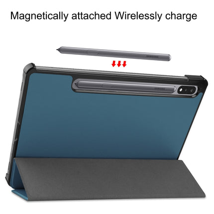 Custer Texture Horizontal Flip Leather Case with Three-folding Holder & Sleep / Wake-up Function, For Samsung Galaxy Tab S7 T870, For Samsung Galaxy Tab A7 2020 T500