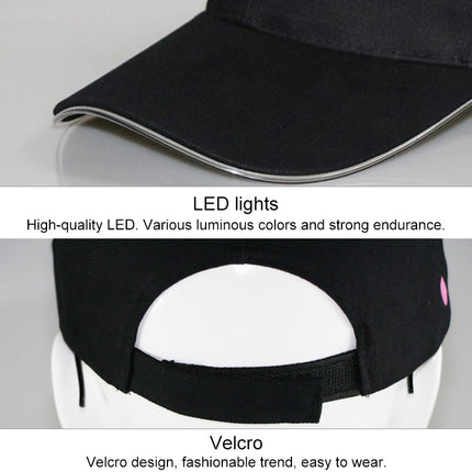 LED Luminous Baseball Cap Male Outdoor Fluorescent Sunhat, Style: Battery, Black Hat Red Light, Black Hat Orange Light, Black  Hat Yellow Light, Black Hat Green Light, Black Hat Blue Light, Black Hat White Light, Black Hat Pink Light                   ...