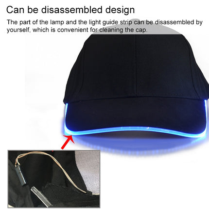 LED Luminous Baseball Cap Male Outdoor Fluorescent Sunhat, Style: Battery, Black Hat Red Light, Black Hat Orange Light, Black  Hat Yellow Light, Black Hat Green Light, Black Hat Blue Light, Black Hat White Light, Black Hat Pink Light                   ...