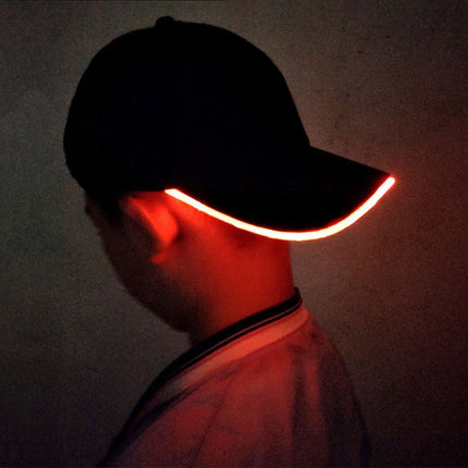 LED Luminous Baseball Cap Male Outdoor Fluorescent Sunhat, Style: Battery, Black Hat Red Light, Black Hat Orange Light, Black  Hat Yellow Light, Black Hat Green Light, Black Hat Blue Light, Black Hat White Light, Black Hat Pink Light                   ...