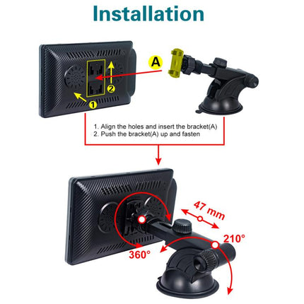 Car 7 inch IPS Portable Smart Screen Wireless Screen Projection Carplay Android Auto, with Reversing Camera