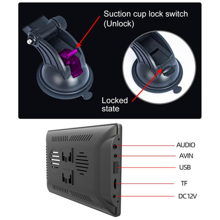 Car 7 inch IPS Portable Smart Screen Wireless Screen Projection Carplay Android Auto, with Reversing Camera