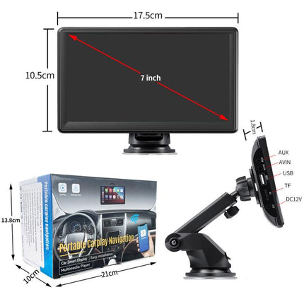Car 7 inch IPS Portable Smart Screen Wireless Screen Projection Carplay Android Auto, with Reversing Camera