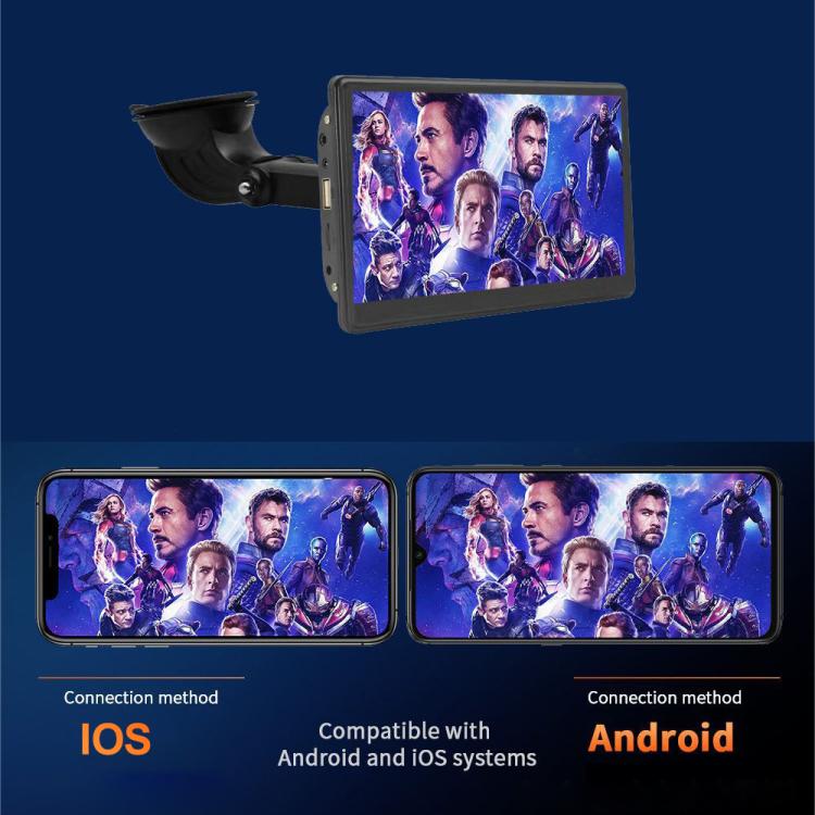 Car 7 inch IPS Portable Smart Screen Wireless Screen Projection Carplay Android Auto, with Reversing Camera