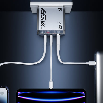WK WP-U156 Pioneer Series 65W USB+Dual USB-C/Type-C GaN Charger, WP-U156
