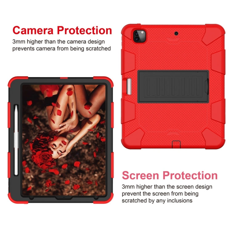 For iPad Pro 12.9 (2018) / (2020) Shockproof Two-Color Silicone Protective Case with Holder