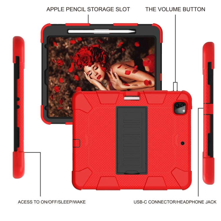 For iPad Pro 12.9 (2018) / (2020) Shockproof Two-Color Silicone Protective Case with Holder