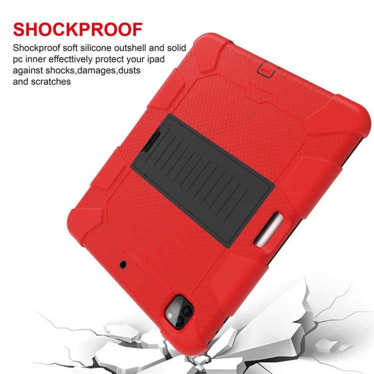 For iPad Pro 12.9 (2018) / (2020) Shockproof Two-Color Silicone Protective Case with Holder