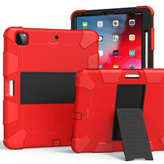 For iPad Pro 12.9 (2018) / (2020) Shockproof Two-Color Silicone Protective Case with Holder