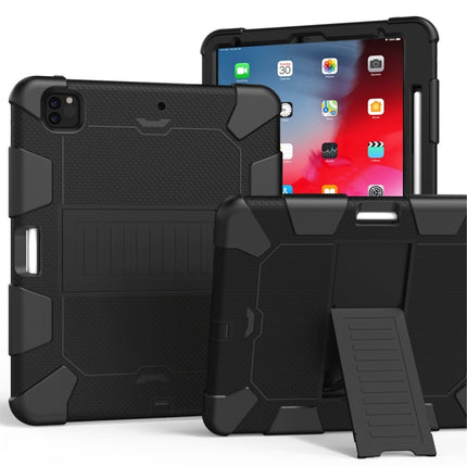 For iPad Pro 12.9 (2018) / (2020) Shockproof Two-Color Silicone Protective Case with Holder