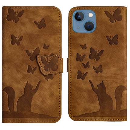 Butterfly Cat Embossing Flip Leather Phone Case, For iPhone 13 mini, For iPhone 12 / 12 Pro, For iPhone 12 Pro Max, For iPhone 12 mini