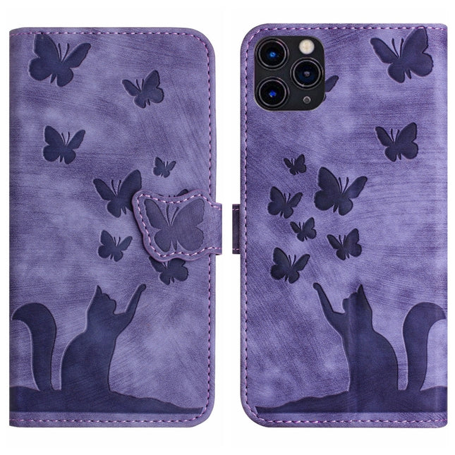 Butterfly Cat Embossing Flip Leather Phone Case, For iPhone 11 Pro Max, For iPhone 11, For iPhone 11 Pro, For iPhone X / XS