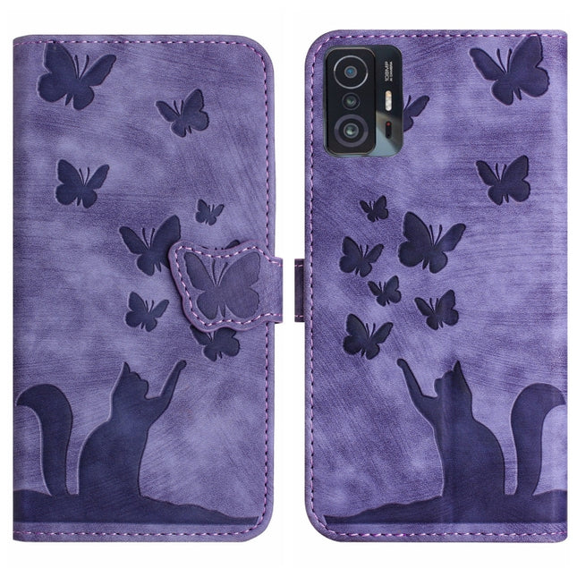 Butterfly Cat Embossing Flip Leather Phone Case, For Xiaomi 11T Pro, For Xiaomi Redmi 10, For Xiaomi Poco X3 / X3 NFC / X3 Pro, For Xiaomi Mi 11 Lite