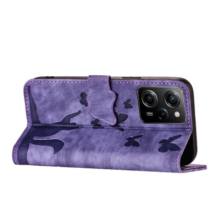 Butterfly Cat Embossing Flip Leather Phone Case, For Xiaomi Poco X5 Pro / Redmi Note 12 Pro 5G, For Xiaomi Poco X5 / Redmi Note 12 5G, For Xiaomi 12T / 12T Pro, For Xiaomi Redmi Note 11 Pro 4G/5G Global