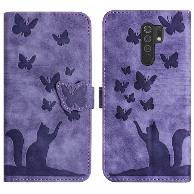 Butterfly Cat Embossing Flip Leather Phone Case, For Xiaomi Redmi 9, For Xiaomi Redmi Note 9, For Xiaomi Redmi Note 9 Pro, For Xiaomi Redmi Note 8