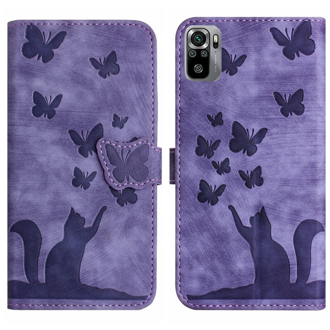 Butterfly Cat Embossing Flip Leather Phone Case, For Xiaomi Redmi Note 10 / 10S, For Xiaomi Redmi Note 10 Pro, For Xiaomi Poco M3/Redmi Note 9 4G, For Xiaomi Redmi 9A