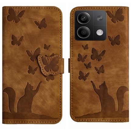 Butterfly Cat Embossing Flip Leather Phone Case, For Xiaomi 14, For Xiaomi Redmi Note 13 5G, For Xiaomi Redmi Note 13 Pro+ 5G, For Xiaomi Redmi Note 13 Pro 5G