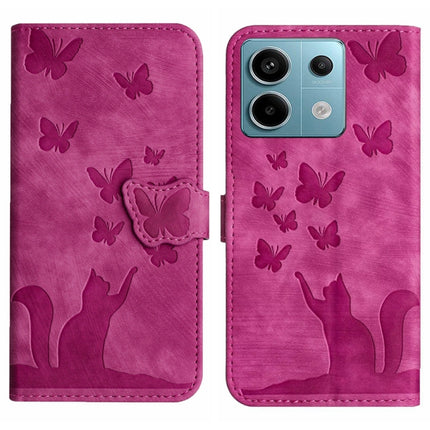 Butterfly Cat Embossing Flip Leather Phone Case, For Xiaomi 14, For Xiaomi Redmi Note 13 5G, For Xiaomi Redmi Note 13 Pro+ 5G, For Xiaomi Redmi Note 13 Pro 5G