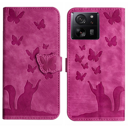 Butterfly Cat Embossing Flip Leather Phone Case, For Xiaomi 13T / 13T Pro 5G, For Xiaomi Redmi 12 4G, For Xiaomi Redmi Note 11/Note 12S 4G Global, For Xiaomi Redmi Note 12 4G Global