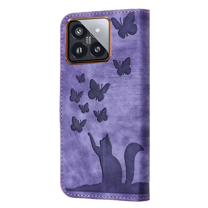 Butterfly Cat Embossing Flip Leather Phone Case, For Xiaomi 14, For Xiaomi Redmi Note 13 5G, For Xiaomi Redmi Note 13 Pro+ 5G, For Xiaomi Redmi Note 13 Pro 5G
